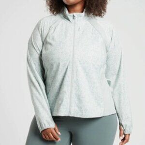 Athleta Run With It Jacket in Light Grey and Cream